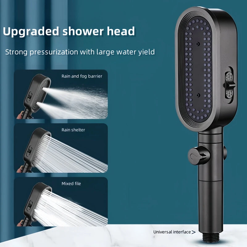 Boosted Pressure Shower Head with Filter Shower No-drill Base 1.5m Hose Pressurized Shower Pressurized Handheld Filter Large Water Outlet Shower Head — Boosted