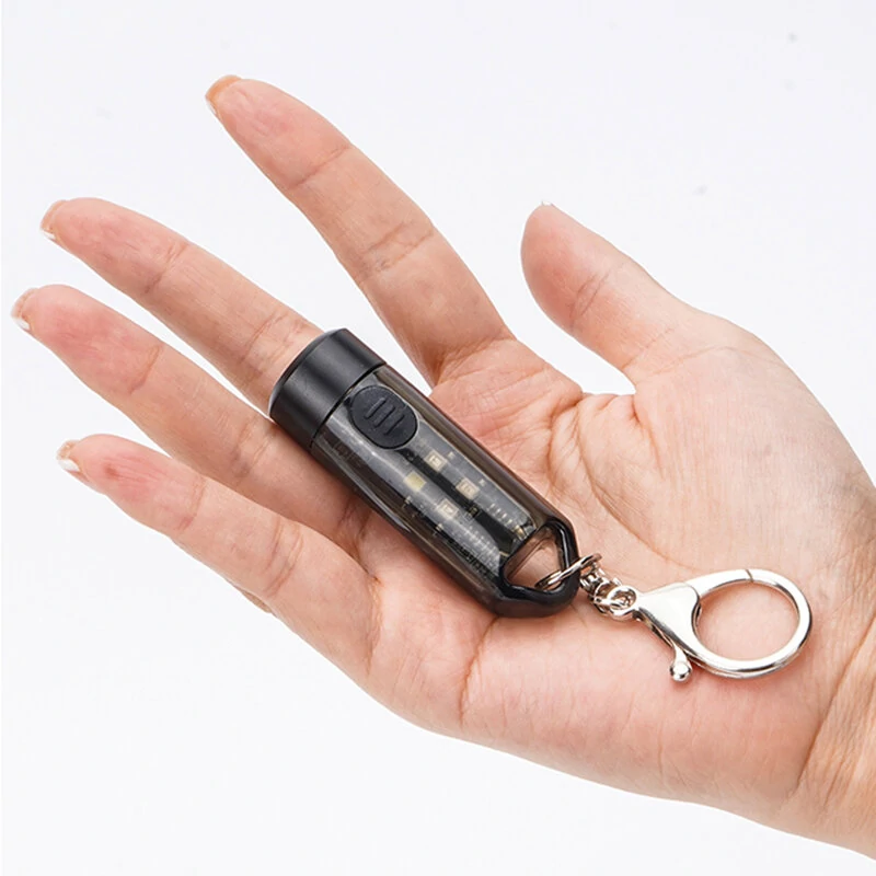 Bright LED Mini Keychain Light Portable Mini Flashlight Highlights Type-C Rechargeable Whistle Light Cap Clip Light — Bright