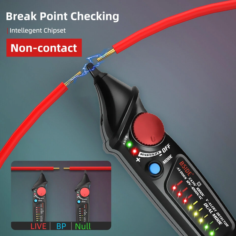 BSIDE AVD06 Non-Contact Voltage detector indicator BSIDE AVD06 Profession Smart test pencil Live/phase wire Breakpoint NCV Continuity Tester — view 6