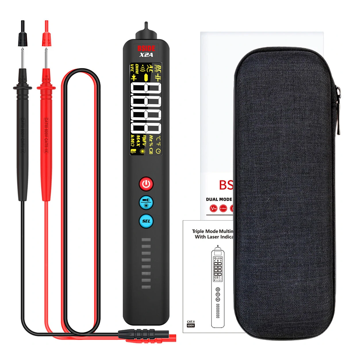 BSIDE Bside X2 Smart Digital Multimeter Infrared Temperature Measuring Lcd Screen Ac Dc Voltage Detector Pen Led Flashlight Accurate And Sensitive Multifunction Voltage Meter Continuity Resistance — view 3