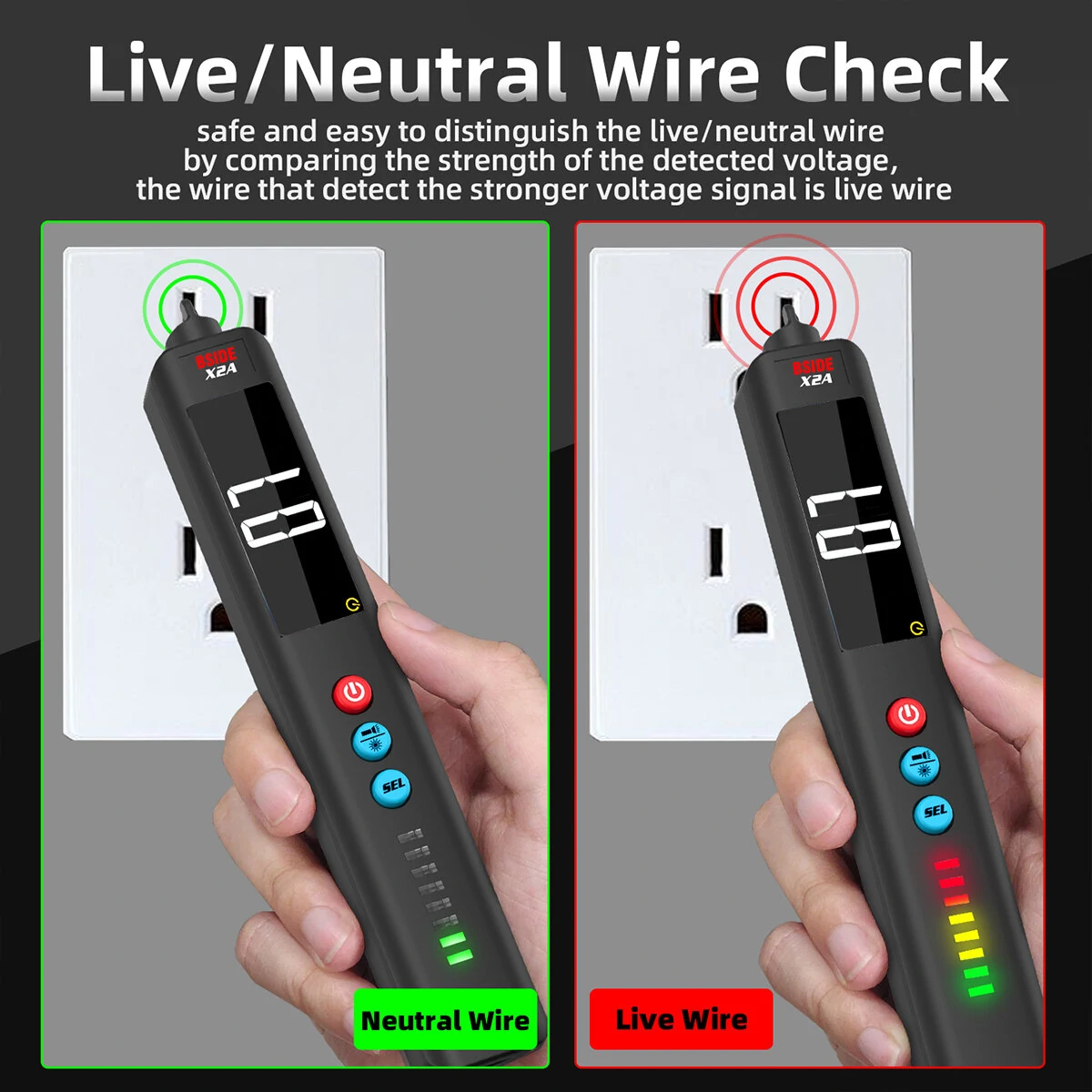 BSIDE Bside X2 Smart Digital Multimeter Infrared Temperature Measuring Lcd Screen Ac Dc Voltage Detector Pen Led Flashlight Accurate And Sensitive Multifunction Voltage Meter Continuity Resistance — view 7