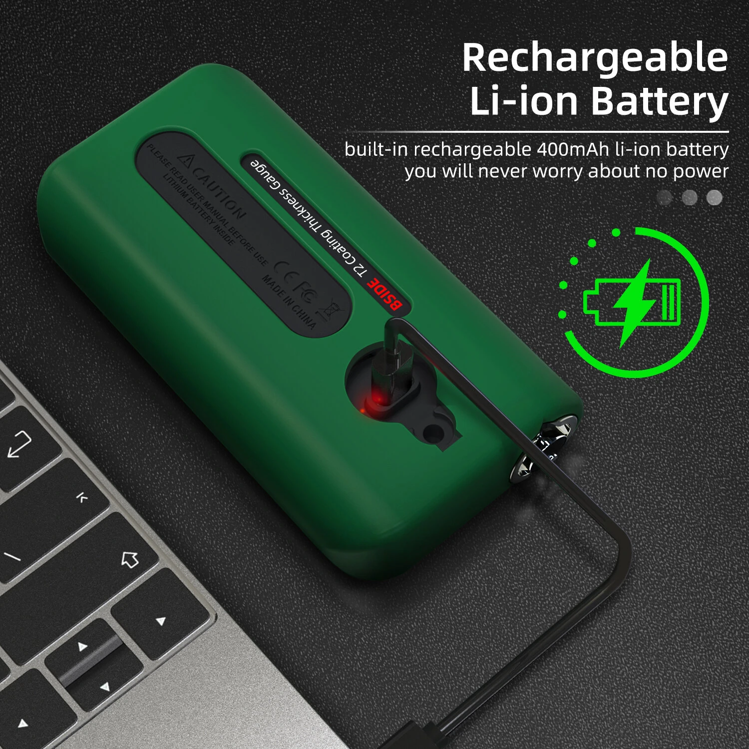 BSIDE Coating Thickness Gauge Rechargeable Car Paint Film Thickness Tester Tool 0.1micron/0-1500µm Fe/NFe MAX/MIN Measuring — view 7