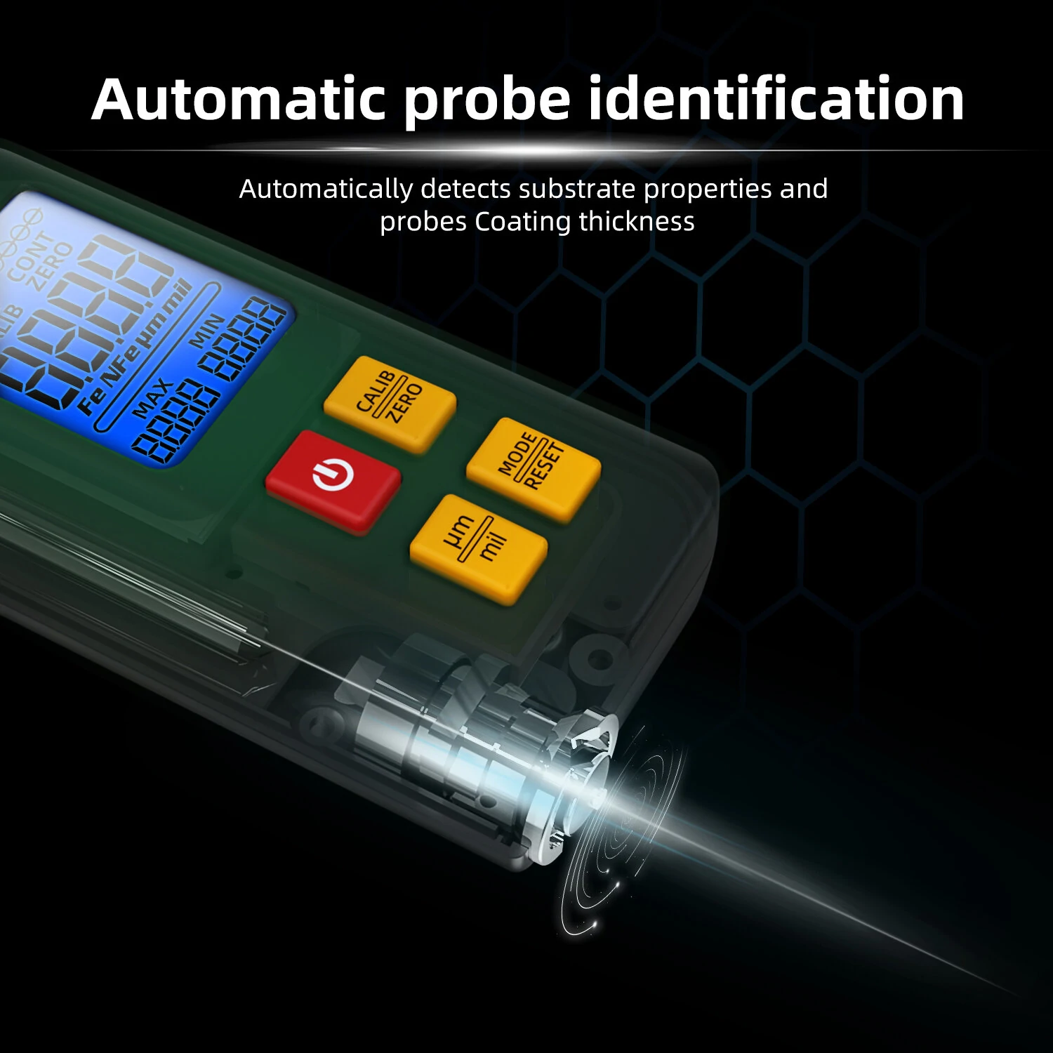 BSIDE Coating Thickness Gauge Rechargeable Car Paint Film Thickness Tester Tool 0.1micron/0-1500µm Fe/NFe MAX/MIN Measuring — view 8