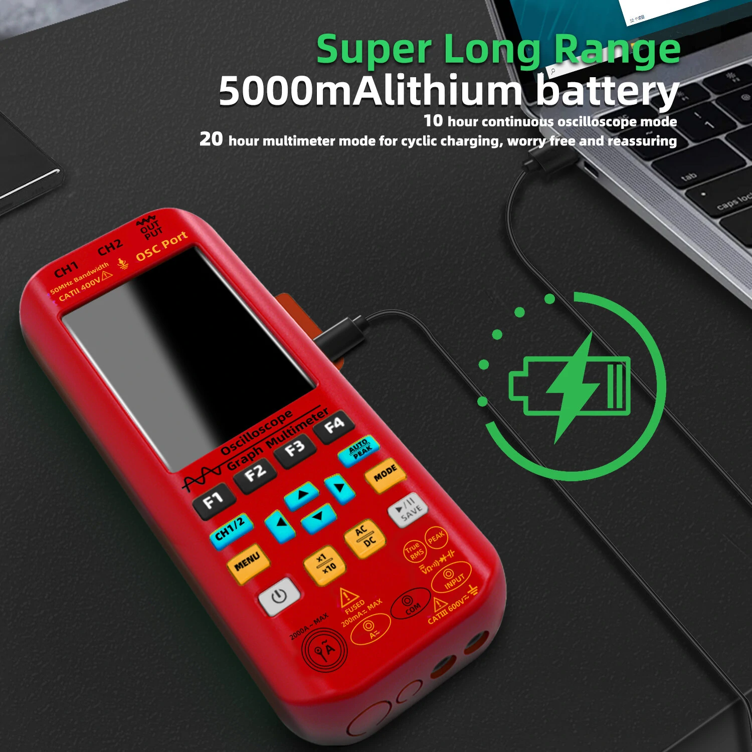 BSIDE O9 2*50MHZ Dual Channel 3in1 Oscilloscope Multimeter Signal Source 3.98inch TFT Display Oscope Meter Handheld Oscilloscope 250MSa/s Sampling Rate with Waveform Save and View Function — view 5