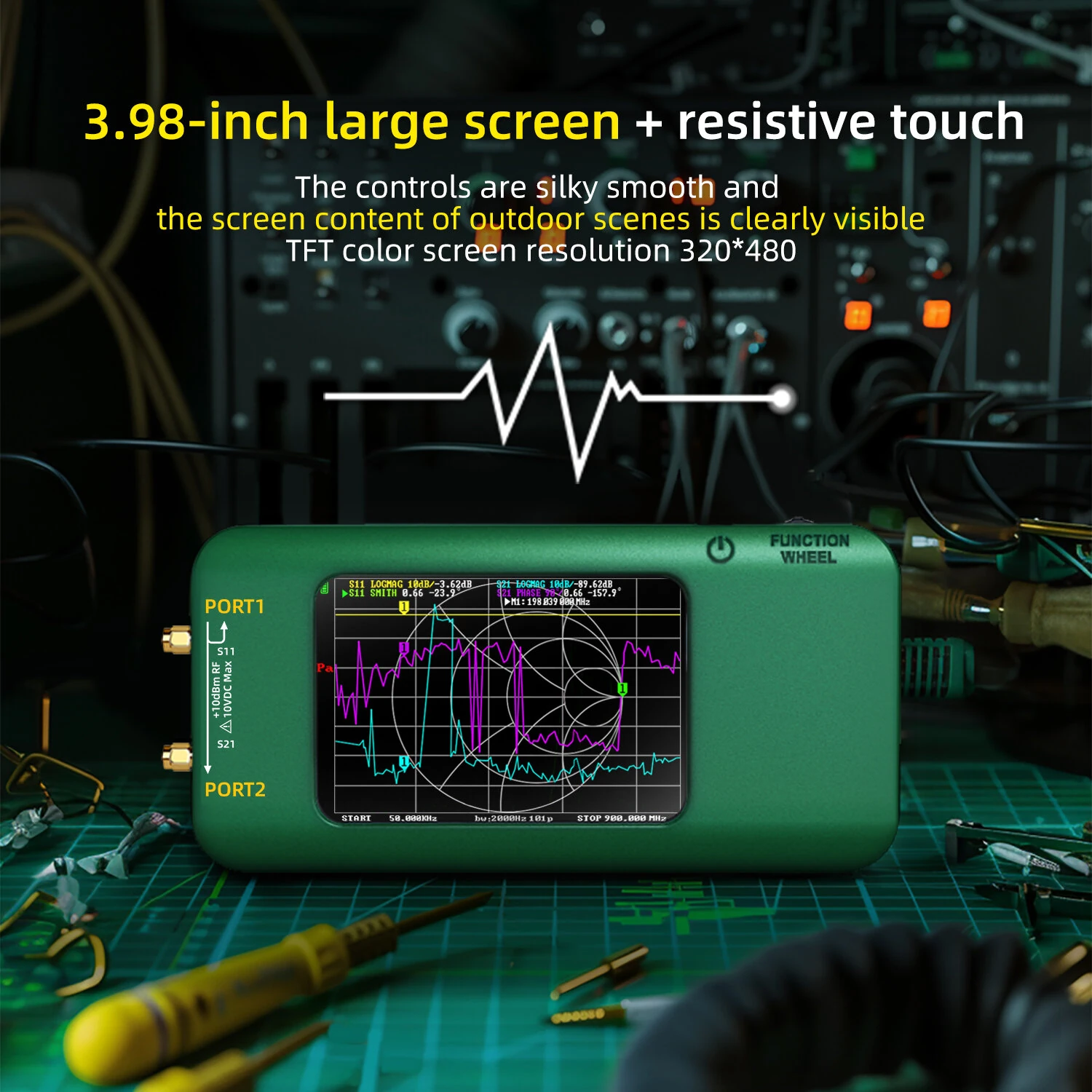 BSIDE P5 Vector Network Analyzer 10kHz to 15GHz 320*480 3.98-inch TFT Display 3000mAh Battery High Accuracy Calibration Kit — view 3