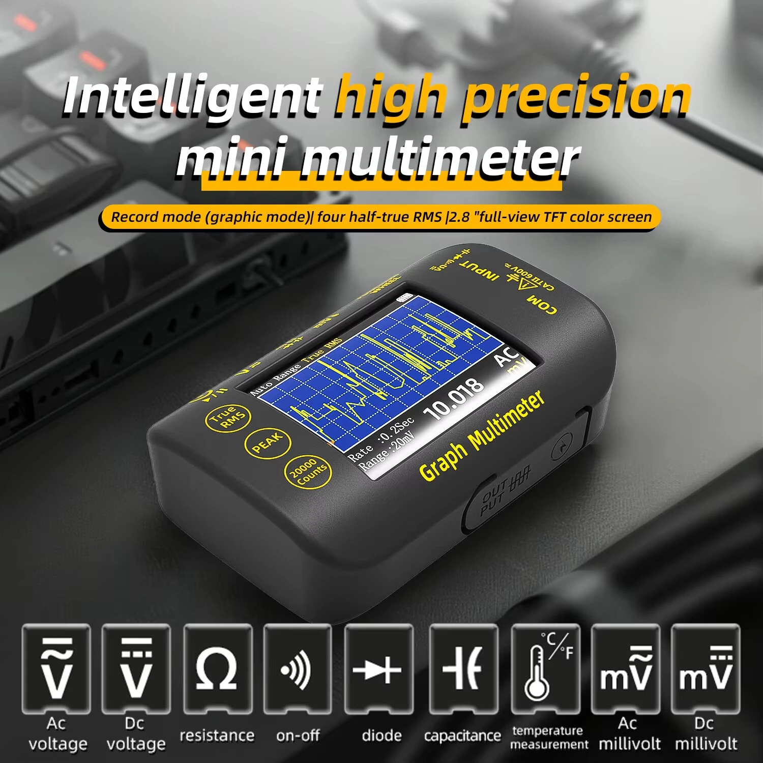 BSIDE S450 Intelligent Digital Multimeter 20000 Counts Voltage Real-Time Waveform Recording Temperature Test Lithium Battery Voltmeter — view 3