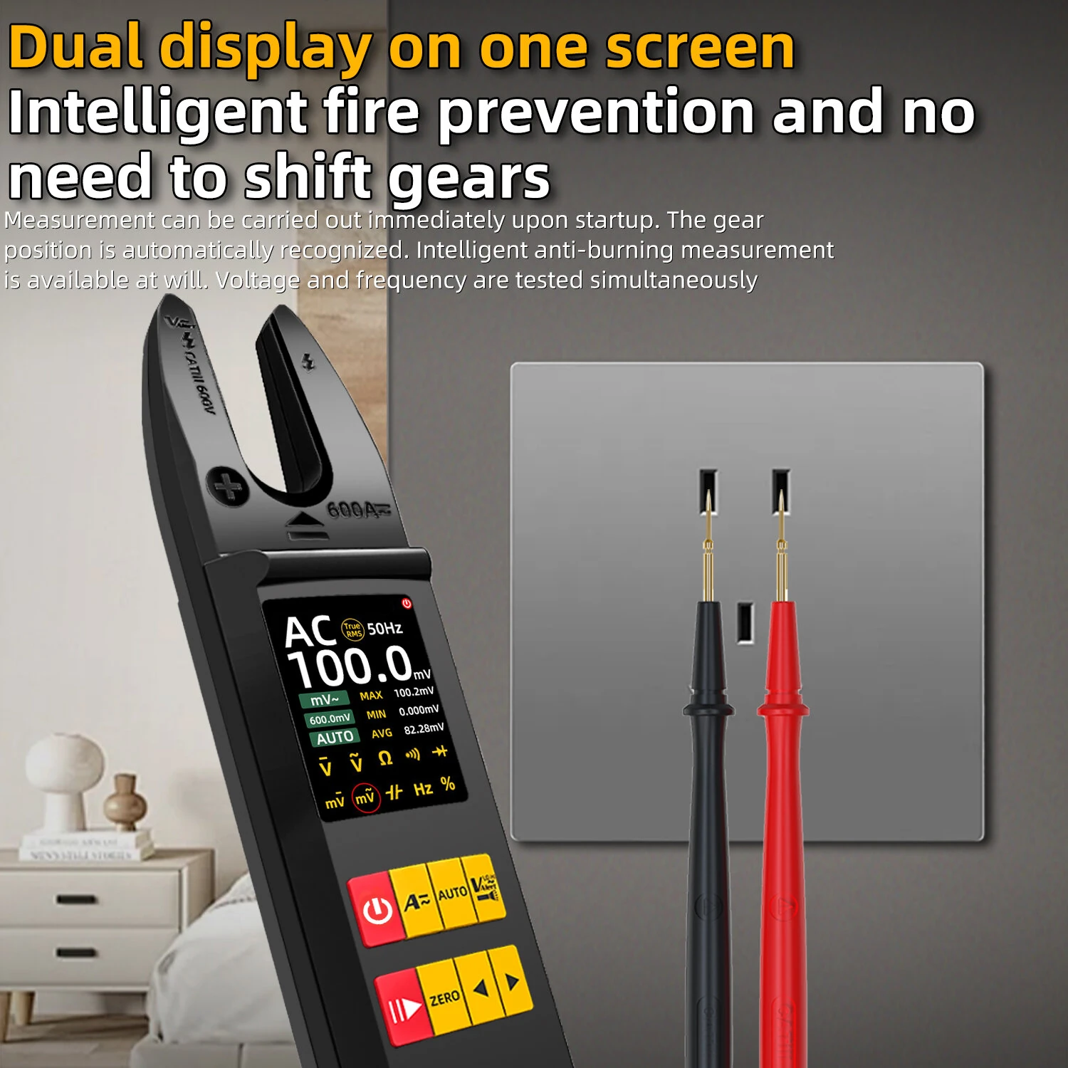 BSIDE U5 Digital Clamp Multimeter True RMS TFT Screen AC DC Voltage Current Tester Non-Contact Voltage Detection Rechargeable Multimeter Professional Electricity Measurement Tool — view 6