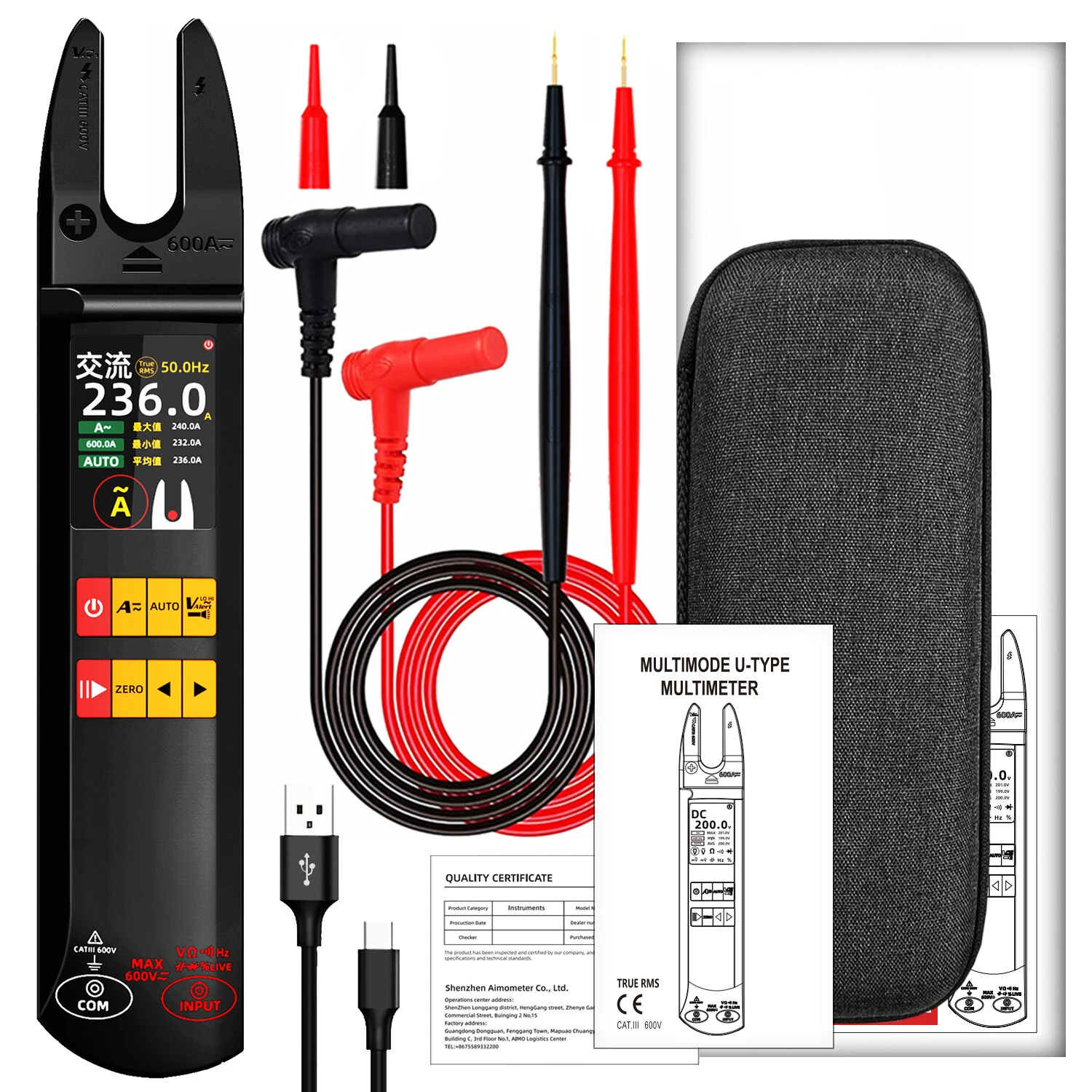 BSIDE U5 Digital Clamp Multimeter True RMS TFT Screen AC DC Voltage Current Tester Non-Contact Voltage Detection Rechargeable Multimeter Professional Electricity Measurement Tool — view 9