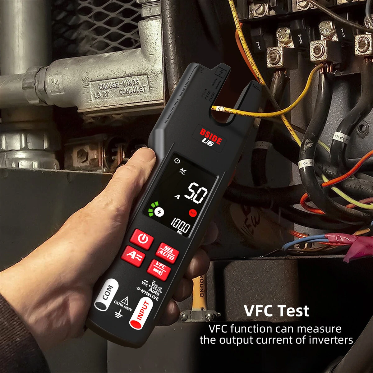 BSIDE U6 Digital Clamp Fork Multimeter AC/DC Voltage Current Tester with Infrared Temperature Measurement & Safety Features — view 5