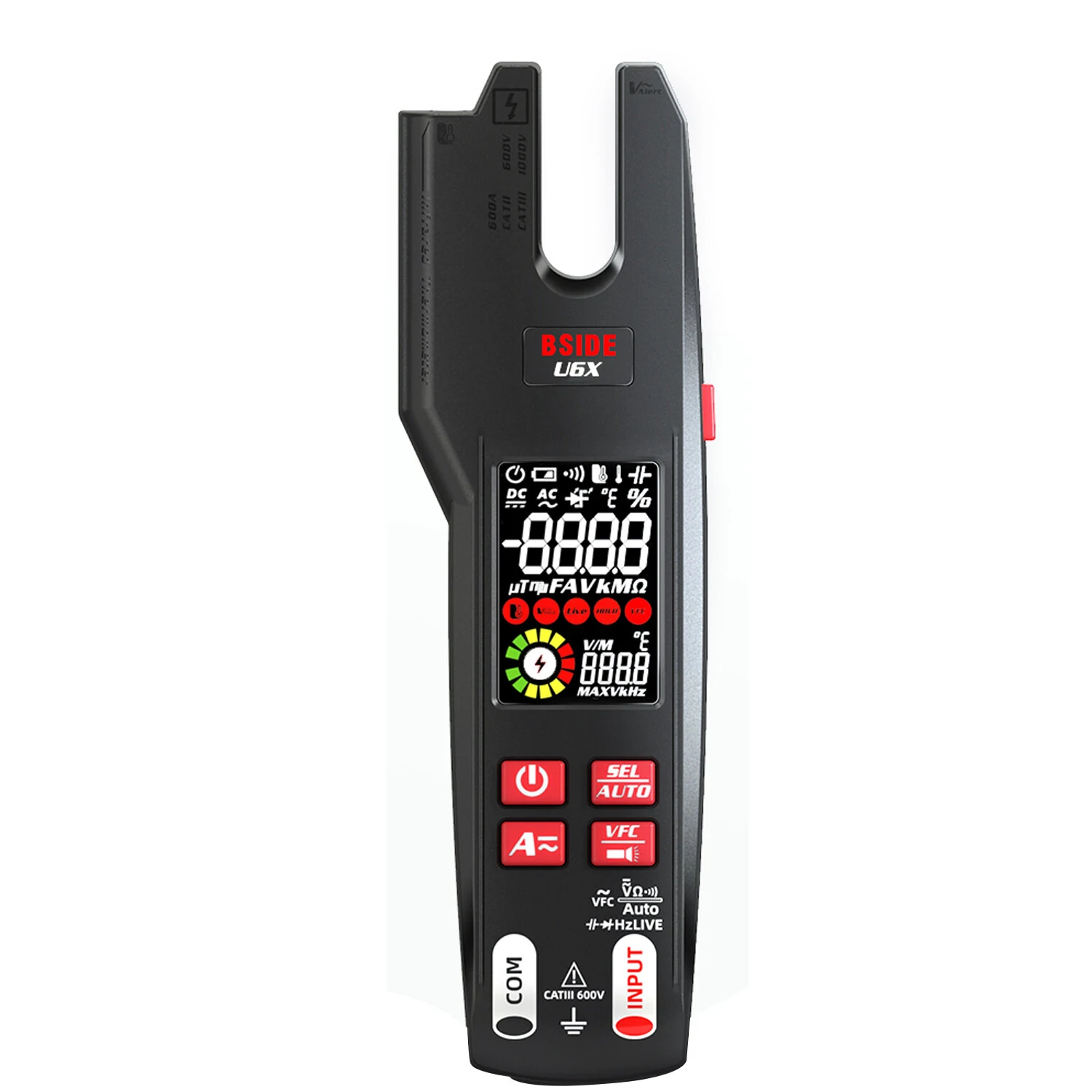 BSIDE U6X Digital Clamp Meter Multifunctional Testing Device 0-620V with Infrared Temperature Sensing Diode Measurement Compact Ideal for Electrical Troubleshooting and Repair