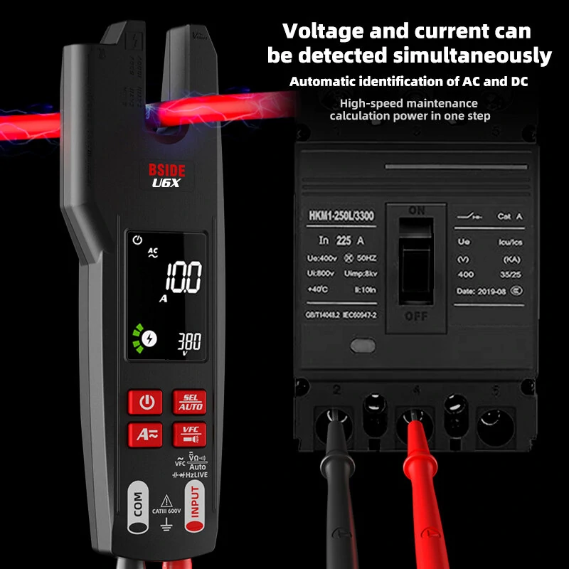 BSIDE U6X Digital Clamp Meter Multifunctional Testing Device 0-620V with Infrared Temperature Sensing Diode Measurement Compact Ideal for Electrical Troubleshooting and Repair — view 5