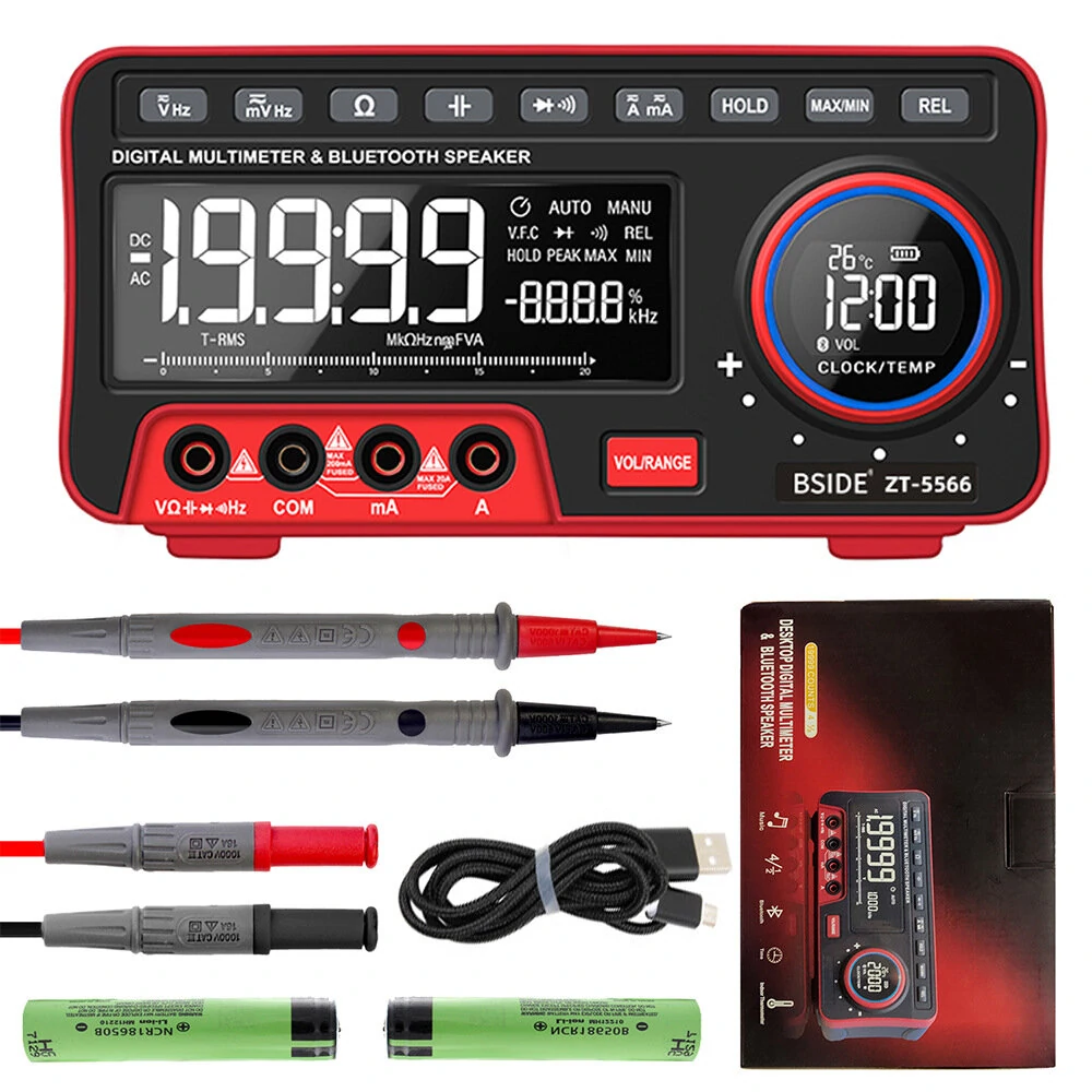 BSIDE ZT5566 19999 Counts Automatic Range Multi-function Bluetooth Speaker Digital Desktop Multimeter — view 2