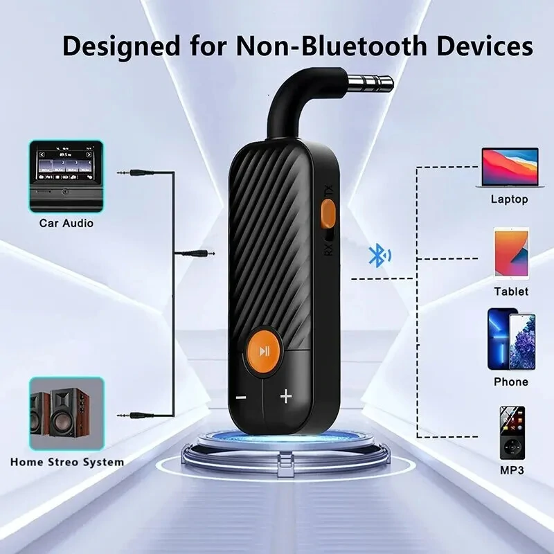 BT-16 bluetooth 5.2 Audio Receiver Transmitter 3.5MM 3.5 AUX with Mic Stereo Music Wireless Adapter for Headphones PC TV Car Speakers — view 7