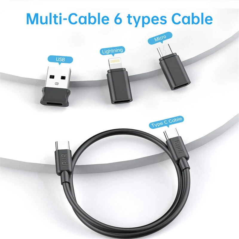 Budi DC519 11-In-1 Type-C 65W USB Multifunctional Storage Case Data Cable with Charging / Transmitting / Bracket / Card Removal Pin / Memory Card Storage for iPhone 12 13 14 14 Pro for Huawei Mate50 for Samsung Galaxy S23 for Xiaomi 13pro — view 5