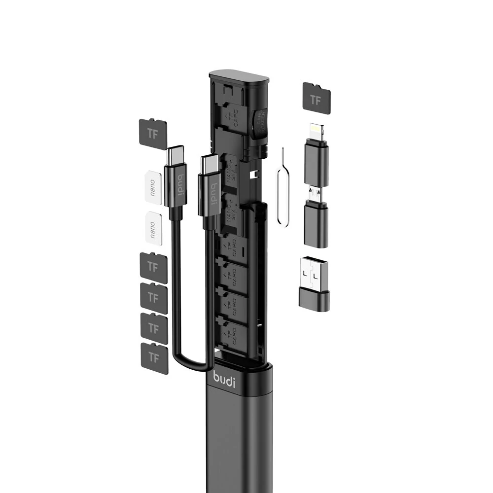BUDI Multi-function Smart Adapter Card Storage Data Cable Stick USB Box Multi-Cable SIM KIT TF Card Memory Reader Computer Accessories for MacBook for iPhone 12 for Samsung Galaxy Note S20 ultra Huawei Mate40 OnePlus 8 Pro OPPO — BUDI