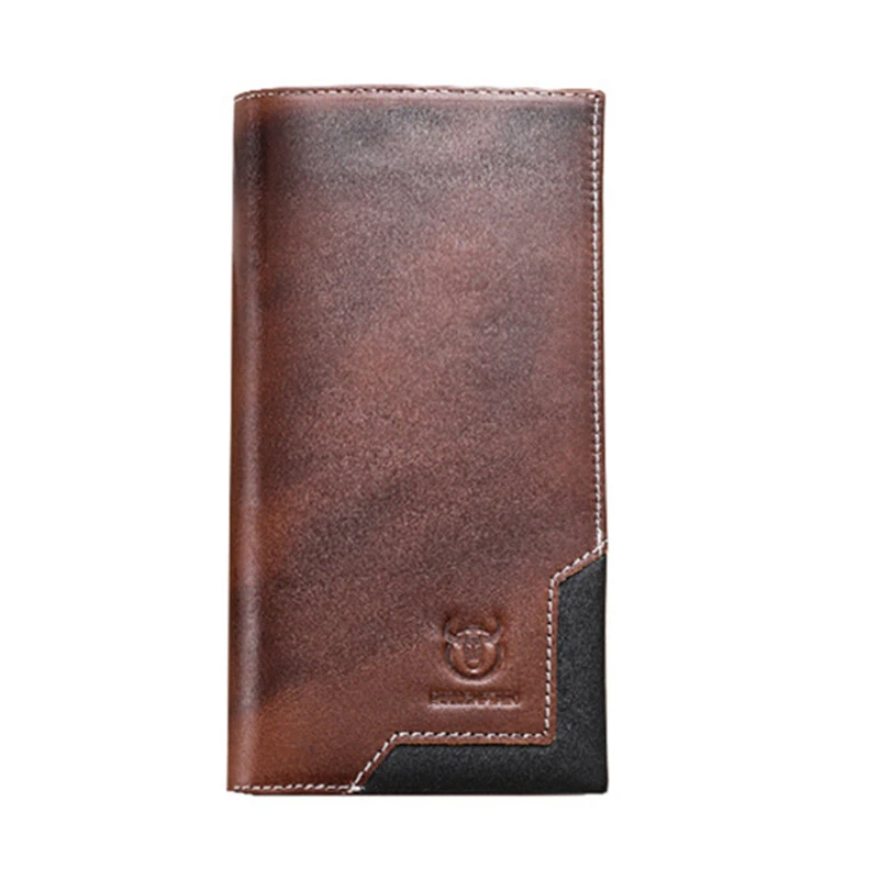 BULLCAPTAIN Genuine Leather Men’s Long Wallet Large-capacity Coin Purse RFID Blocking Credit Card Holder Multifunctional Handbag Clutch Wallet — view 4