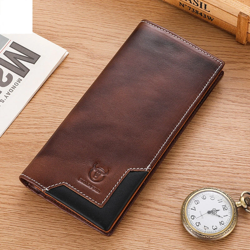 BULLCAPTAIN Genuine Leather Men’s Long Wallet Large-capacity Coin Purse RFID Blocking Credit Card Holder Multifunctional Handbag Clutch Wallet — view 7