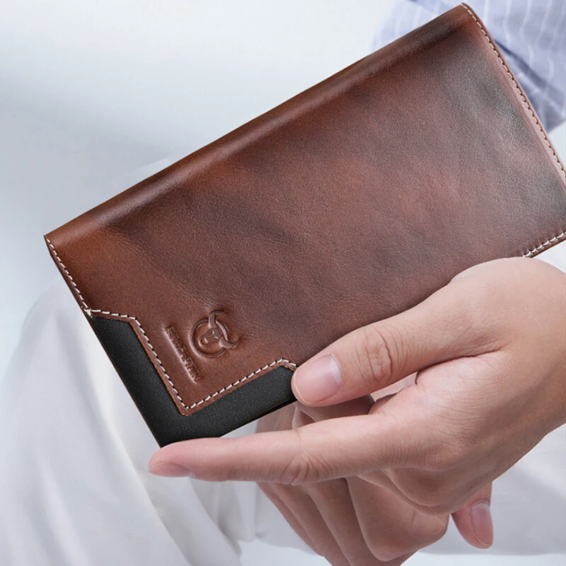 BULLCAPTAIN Genuine Leather Men’s Long Wallet Large-capacity Coin Purse RFID Blocking Credit Card Holder Multifunctional Handbag Clutch Wallet — view 8