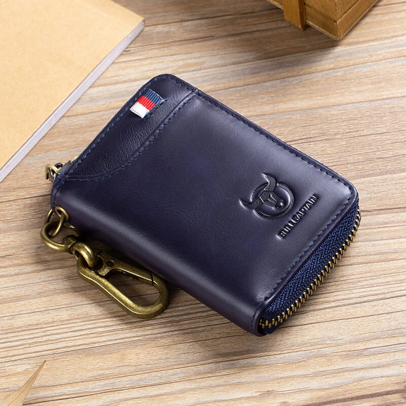 BULLCAPTAIN Genuine Leather Mens Waist-Mounted Wallet Card & Id Holders Multi-function Key Chain Holders Mini Key Bag Coin Purse Wallet Two-In-One with Gift Box — view 10
