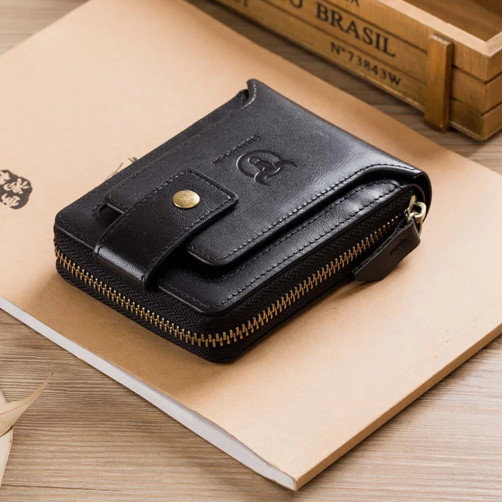 BULLCAPTAIN Genuine Leather Mens Wallet RFID Blocking Purse Multifunction Mini Coin Bag Card Holder Stylish Compact Money Clip for Everyday Use Secure Design — view 10