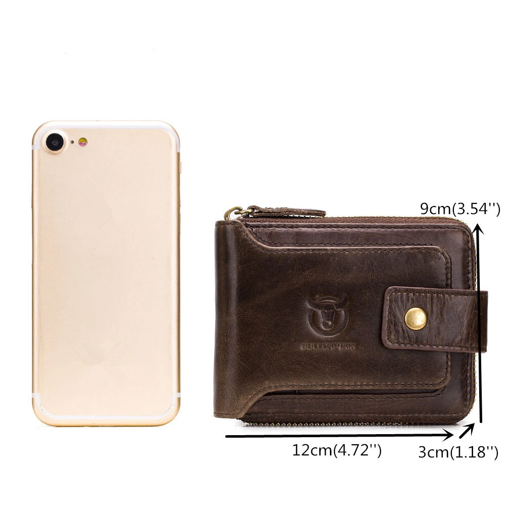BULLCAPTAIN Genuine Leather Mens Wallet RFID Blocking Purse Multifunction Mini Coin Bag Card Holder Stylish Compact Money Clip for Everyday Use Secure Design — view 2