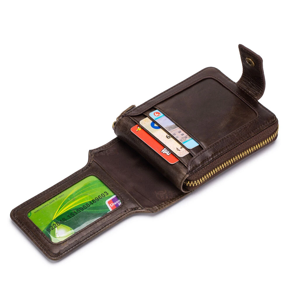 BULLCAPTAIN Genuine Leather Mens Wallet RFID Blocking Purse Multifunction Mini Coin Bag Card Holder Stylish Compact Money Clip for Everyday Use Secure Design — view 4