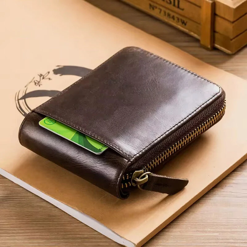 BULLCAPTAIN Genuine Leather Mens Wallet RFID Blocking Purse Multifunction Mini Coin Bag Card Holder Stylish Compact Money Clip for Everyday Use Secure Design — view 6