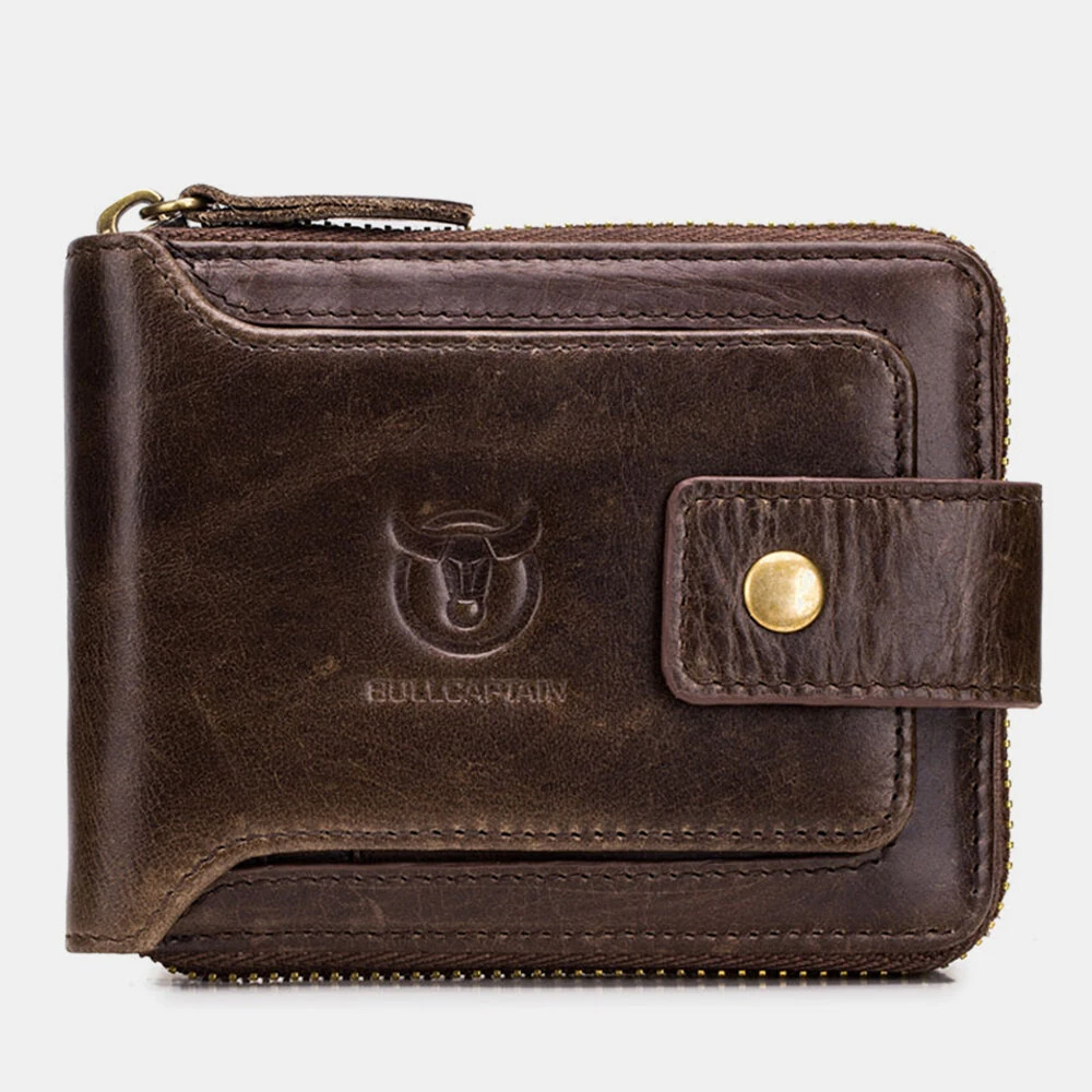 BULLCAPTAIN Genuine Leather Mens Wallet RFID Blocking Purse Multifunction Mini Coin Bag Card Holder Stylish Compact Money Clip for Everyday Use Secure Design — view 7