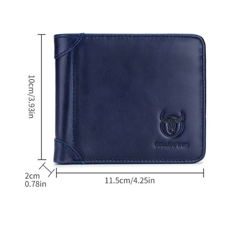 BULLCAPTAIN Genuine Leather Trifold Wallet Mens Large Capacity Credit Card Holder with 14 Card Slots Slim Design Short Wallet Coin Purse Stylish — view 2
