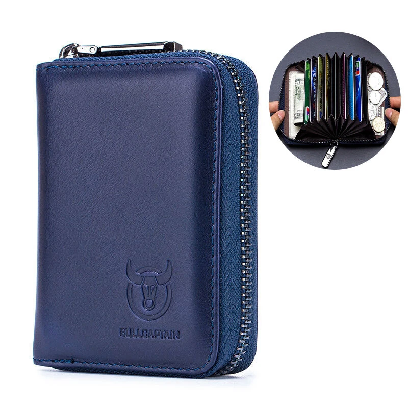 BULLCAPTAIN Genuine Leather Wallet for Men Multi Card Slot ID & Credit Card Bag Rfid Protection Card Holder Multifunctional Coin Purse Mens Business Wallet — BULLCAPTAIN