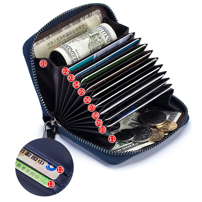 BULLCAPTAIN Genuine Leather Wallet for Men Multi Card Slot ID & Credit Card Bag Rfid Protection Card Holder Multifunctional Coin Purse Mens Business Wallet — view 3