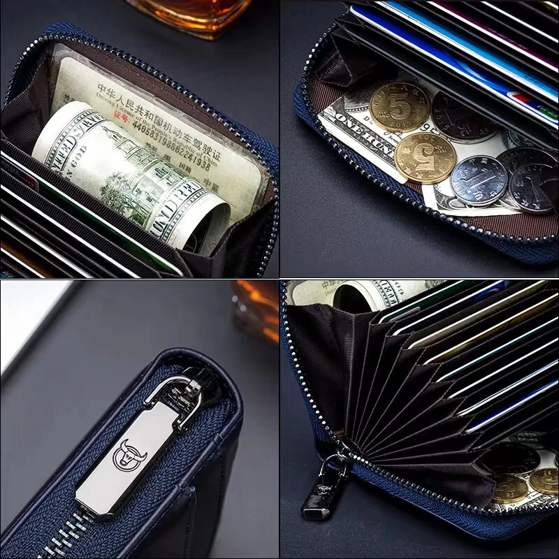 BULLCAPTAIN Genuine Leather Wallet for Men Multi Card Slot ID & Credit Card Bag Rfid Protection Card Holder Multifunctional Coin Purse Mens Business Wallet — view 6
