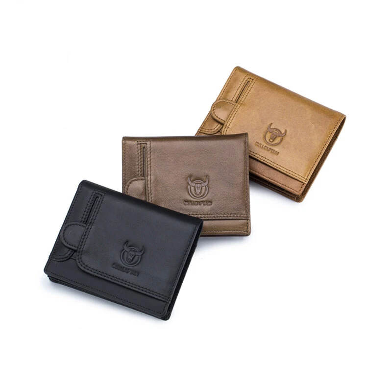 BULLCAPTAIN Genuine Leather Wallet for Men Retro Large Capacity Wallet RFID Blocking Wallet Multi-card Position Credit Card Purse Multifunctional Card Bag, Short Mens Wallet Gifts with Gift Box — view 3