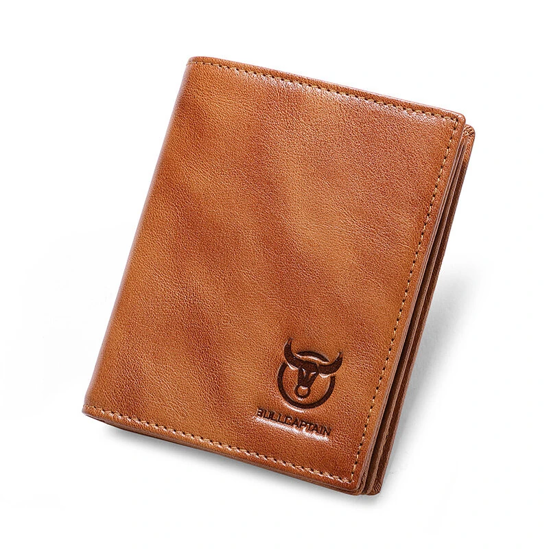 BULLCAPTAIN Men's Genuine Leather RFID Wallet Handmade Cowhide Thin Design Large Capacity Short Coin Purse Clip Business Casual Card Bag Gift — BULLCAPTAIN