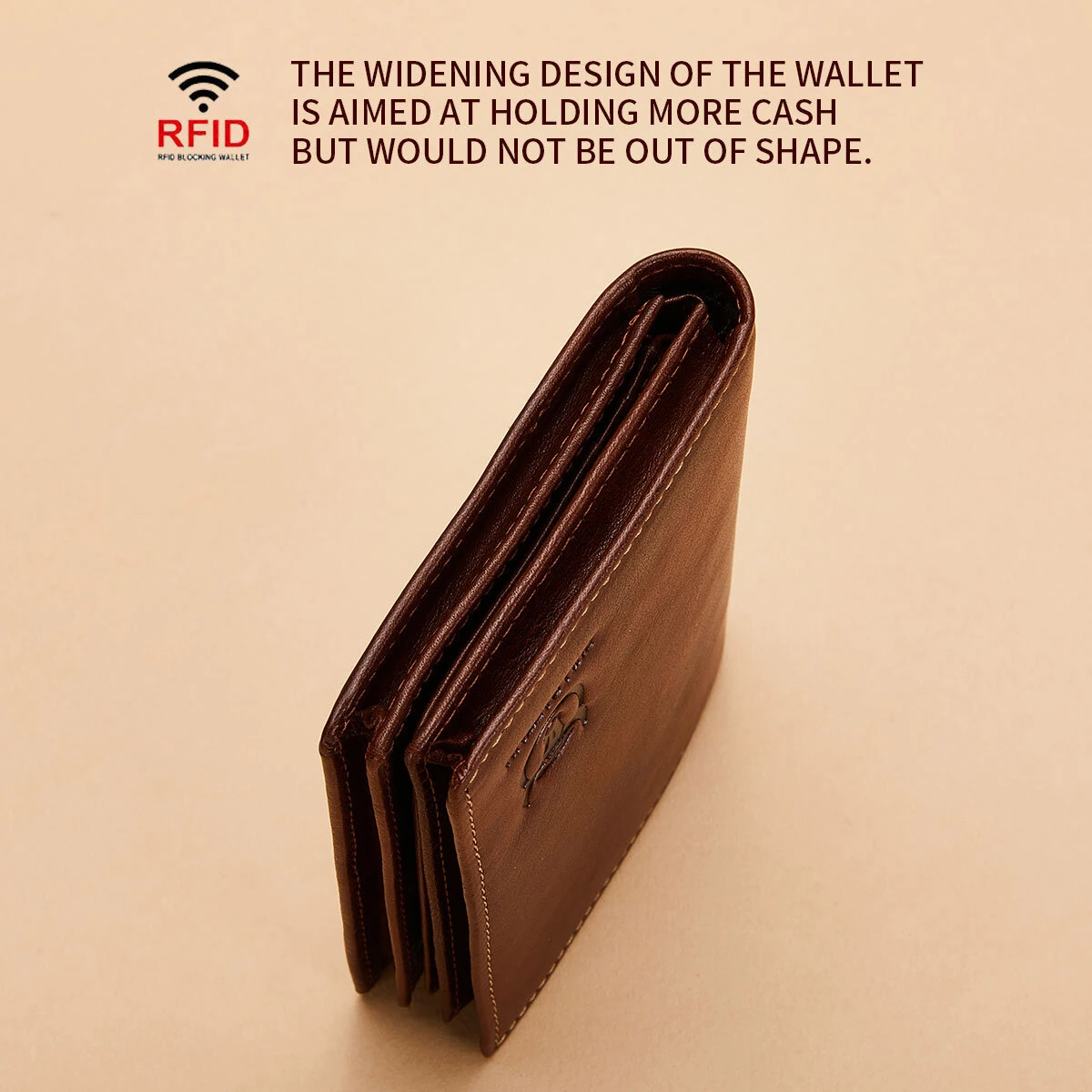 BULLCAPTAIN Men's Genuine Leather RFID Wallet Handmade Cowhide Thin Design Large Capacity Short Coin Purse Clip Business Casual Card Bag Gift — view 7
