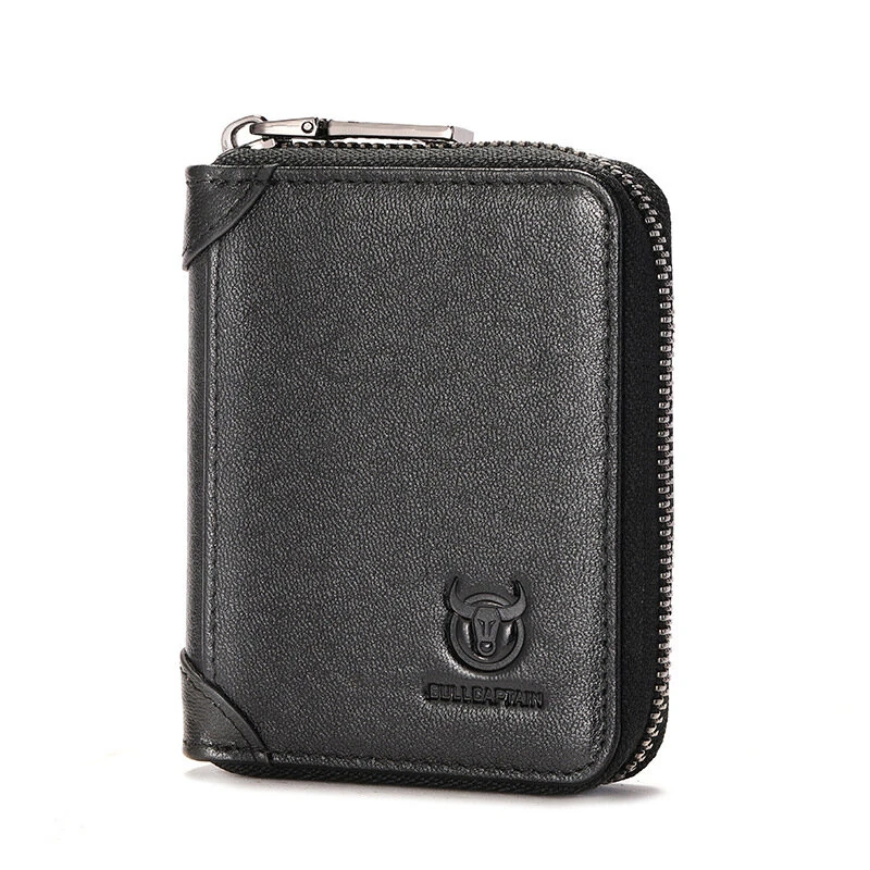BULLCAPTAIN Men's Genuine Leather Wallet 11 Card Slots Credit Card Holder Mens Casual Business Coin Purse Bag Multifunctional RFID Anti-theft Card Bag — view 10