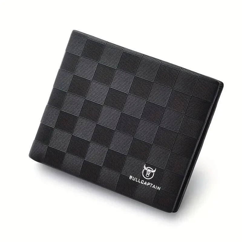BULLCAPTAIN Men's Genuine Leather Wallet Black Cowhide Large Capacity Multi-card Folding Purse Credit Card Holder with Gift Box — BULLCAPTAIN