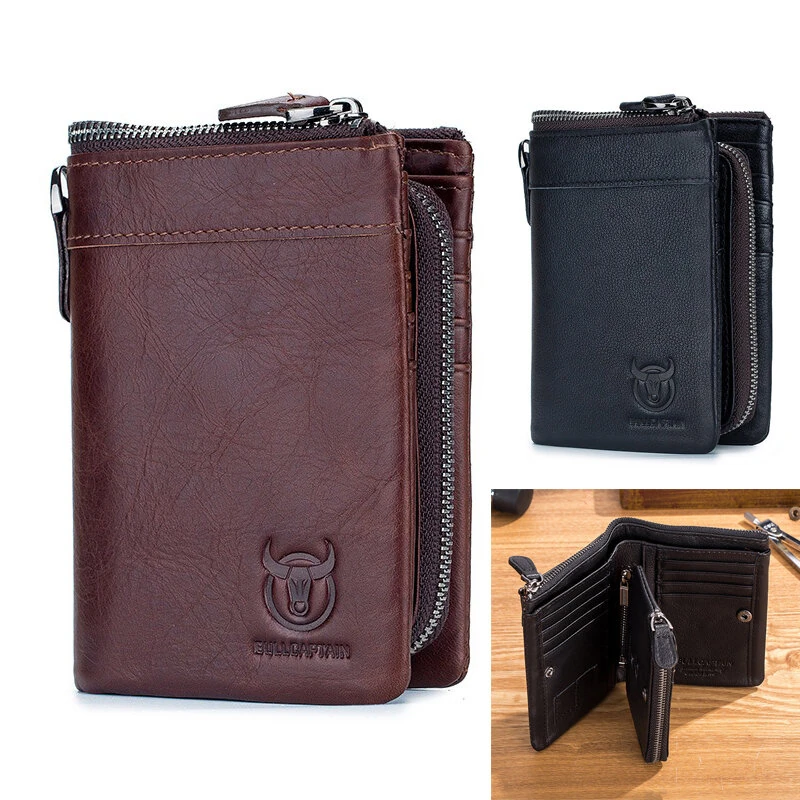 BULLCAPTAIN Men's Genuine Leather Wallet Detachable Coin Purse Large Capacity Multi-card Slots Card Holder Money Clip — BULLCAPTAIN