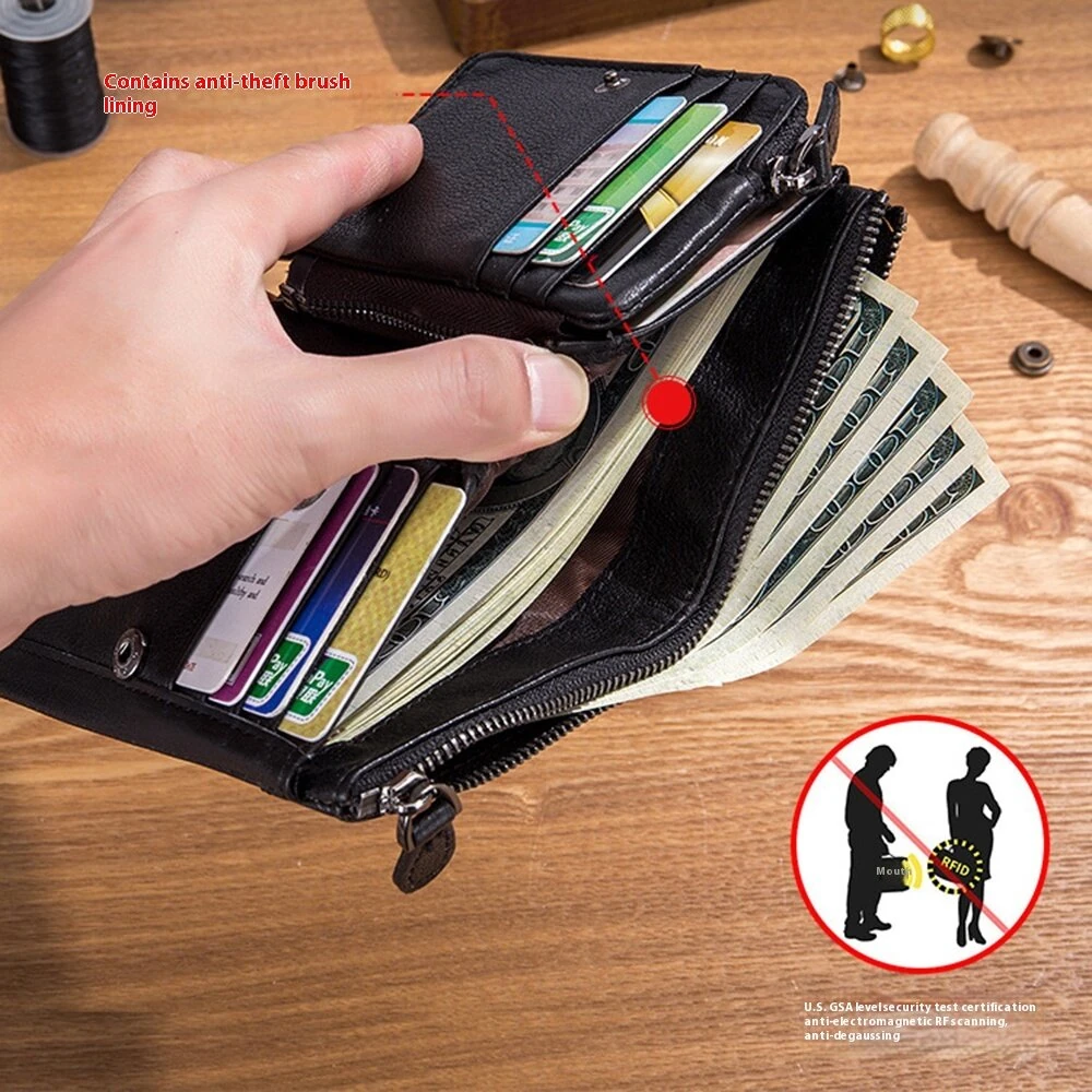 BULLCAPTAIN Men's Genuine Leather Wallet Detachable Coin Purse Large Capacity Multi-card Slots Card Holder Money Clip — view 3