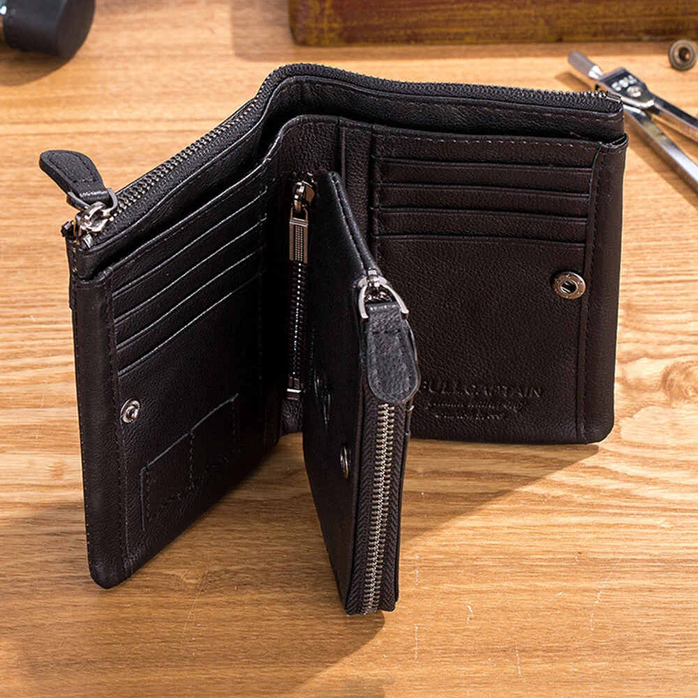 BULLCAPTAIN Men's Genuine Leather Wallet Detachable Coin Purse Large Capacity Multi-card Slots Card Holder Money Clip — view 4