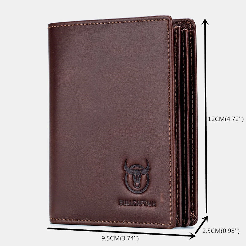 BULLCAPTAIN Men's Genuine Leather Wallet Multi Card Bag Large Capacity Bifold Wallet Credit Card Holder Multi Card Slots Coin Purse Money Clip Wallet for Men — view 3