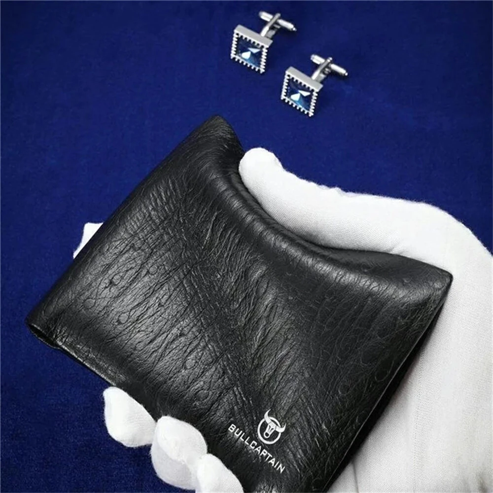 BULLCAPTAIN Men's RFID Genuine Leather Billfold Wallet with Gift Box Business Casual Multi-Card Slot Card Holder Money Clip Gift for Boyfriend Father Husband Gift — view 5