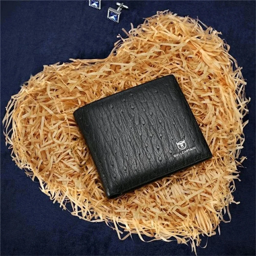 BULLCAPTAIN Men's RFID Genuine Leather Billfold Wallet with Gift Box Business Casual Multi-Card Slot Card Holder Money Clip Gift for Boyfriend Father Husband Gift — view 9