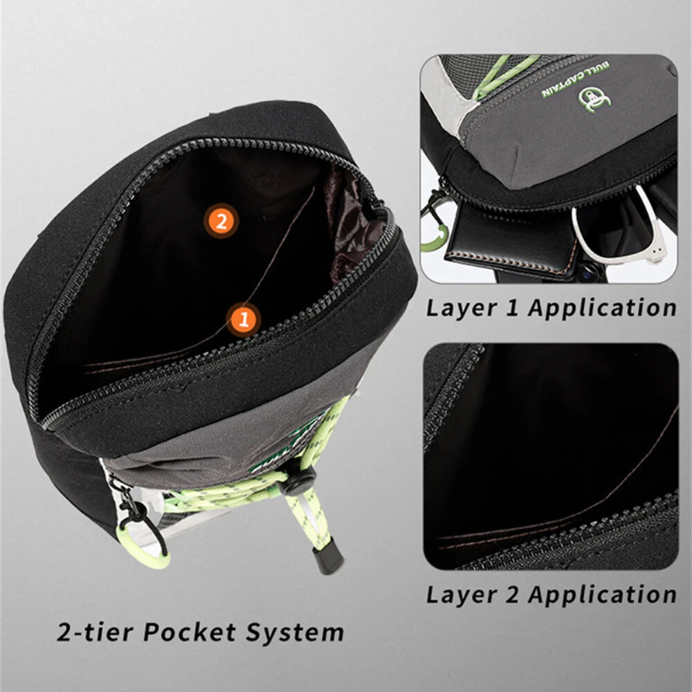BULLCAPTAIN Men Waterproof Oxford Cloth Sports Crossbody Bag Lightweight Multi-Compartment Zipper Single Shoulder Bag — view 4