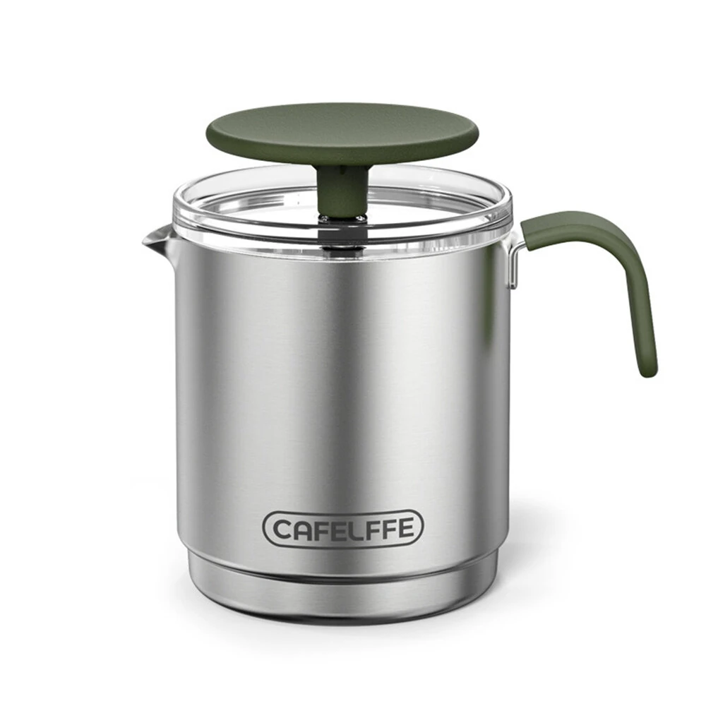 CAFELFFE Portable Manual Milk Frother Cup Stainless Steel Hand Pump Foam Maker Easy Cleaning Travel Use for Latte Cappuccino Coffee — view 2