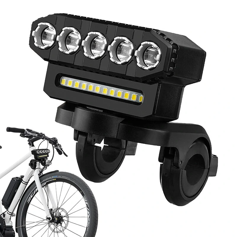 Cansses 2000mAh Battery Bike Headlight 5 Large LED Beads Type-C Charging 6 Light Modes Waterproof Bicycle Front Light for Night Cycling — view 2