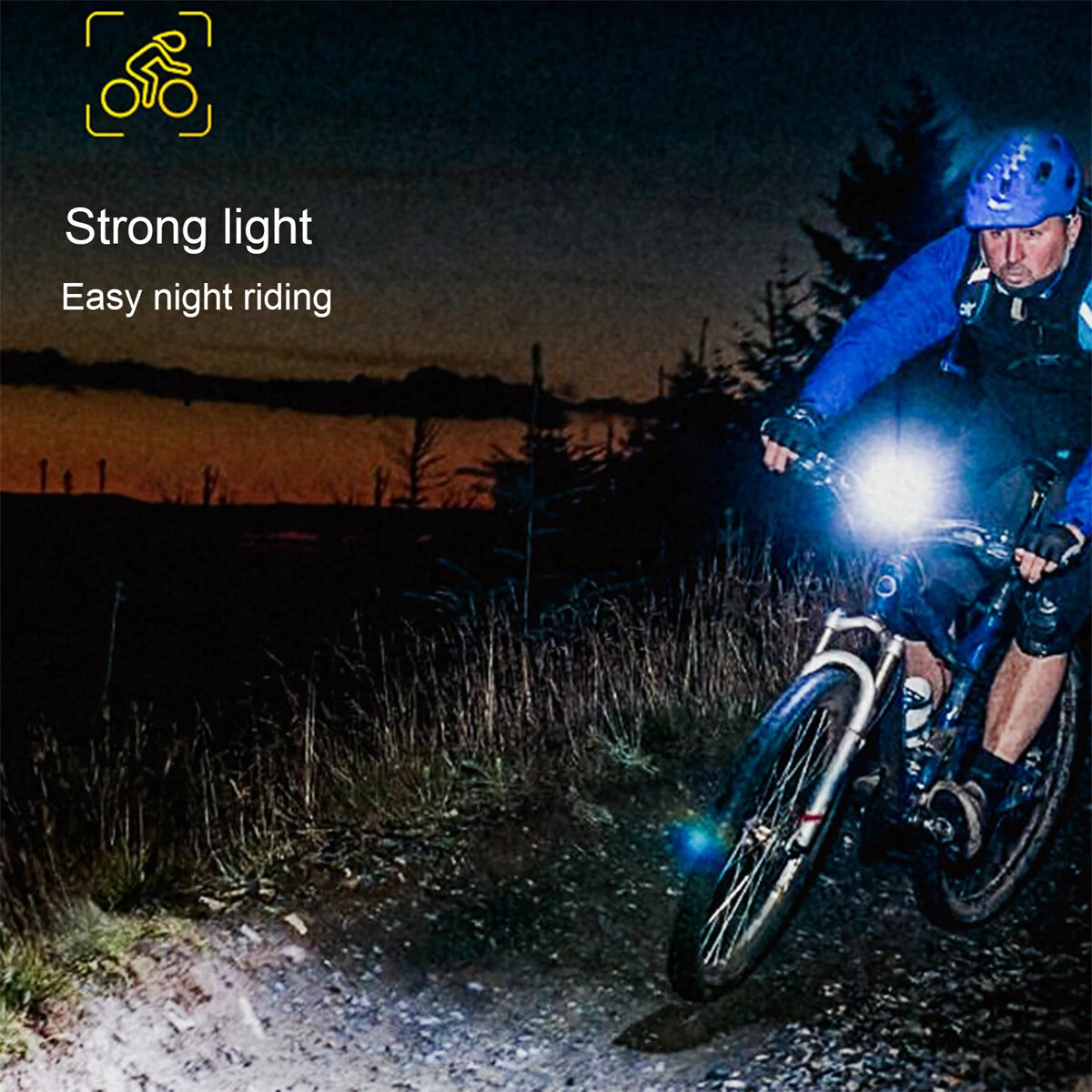 Cansses 3 in 1 Solar Bike Headlight XPE Lamp Beads 1200mAh Battery Waterproof 3 Light Modes with 120db Horn for Night Cycling — view 4