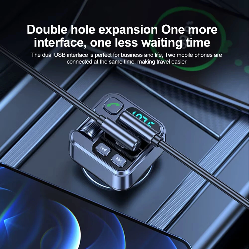 Car bluetooth Receiver USB PD30W Fast Charging Digital Display Car Mobile Phone Adapter FM Transmiter with LED Display — view 9