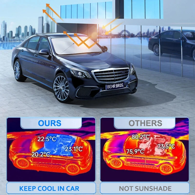 Car Front Windshield Pull Ring Retractable Sunshade for Windshield Heat UV Protection Foldable Summer Protection Car Seat Heat Insulation — view 7