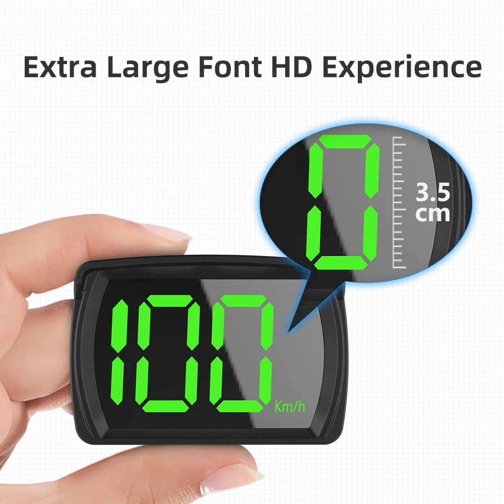 Car GPS HUD Digital Speedometer KMH MPH Big Fonts Green Light Car HUD Head Up Display for All Cars — view 5